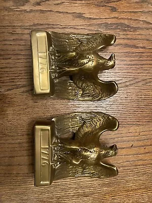 Vintage 1965 American Bald Eagle Bookends Colonial Virginia 1776 Bronze/Brass • $60