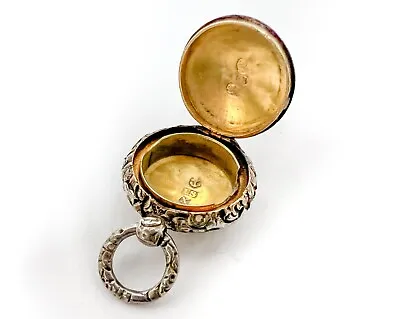 Georgian Era Gilt Sterling Silver Vinaigrette Box Turned Locket Or Pill Box • $310.25