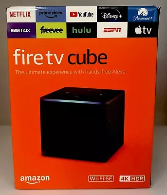 *Amazon Fire TV Cube-3rd Gen-Alexa Wi-Fi 6E 4K Ultra HD- B09BZZ3MM7-New Sealed * • $119