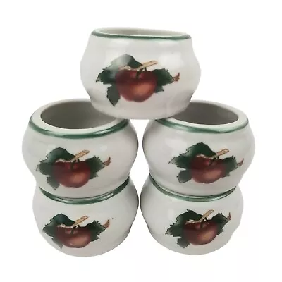 Citation Cades Cove Collection Apple Napkin Rings Set Of 5 Red Green Party • $11.06