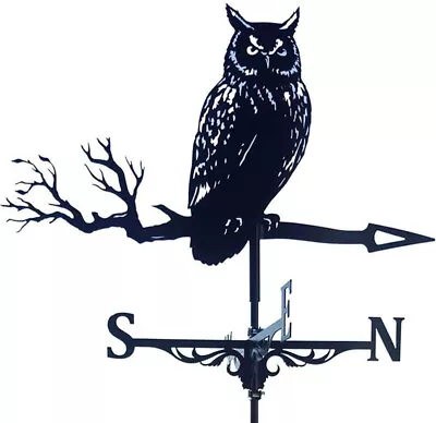 Metal Weather Vane Wind Indicator Weathercock Garden Shed House Decoration Black • £13.99