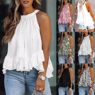 £5.99 • Buy Womens Halter Cami Vest Tops Ladies Summer Casual Sleeveless Tank T-shirt Tee