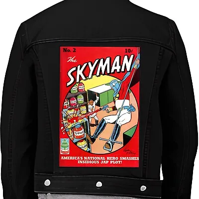 Skyman Comics Vintage Superhero Comic Book Iron On Jacket Back Patch Sky Man • £11.95