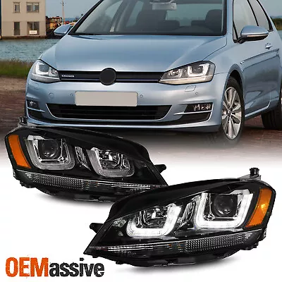 Fits 15-19 VW Golf GTI SportWagen MK7 DRL LED Tube Black Projector Headlights • $388.96