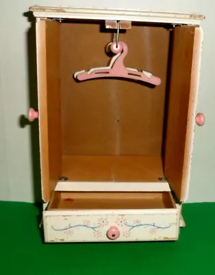 1950's Clothes Wardrobe Closet  Baby Or Doll Wood Bedroom Furniture Fit 8  -10  • $35