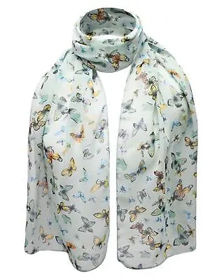 Butterfly Chiffon Scarf For Women Soft Lightweight Scarves • £7.99