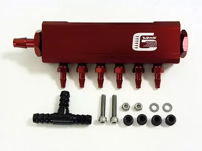 $39.95 • Buy Vms 6 Vacuum Intake Manifold Fuel Gas Turbo Wastegate Boost Performance Jdm Red