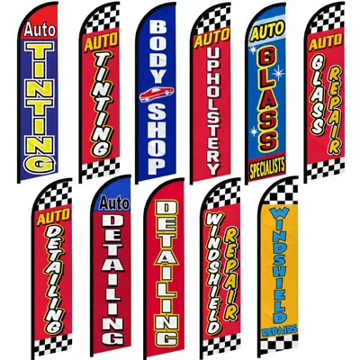 Auto Body Services Full Curve Windless Swooper Flag Detailing • $18.95