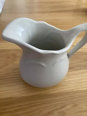 Antique 1 Pottery White Vitrified China Pitcher Creamer 5.5x6” Sterling UK • $15.50