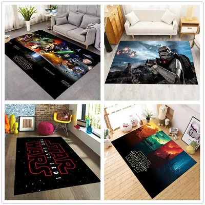 3D Star Wars Carpet Livingroom Anti-Slip Rug Kids Bedroom Doormat Yoda Floor Mat • £8.40