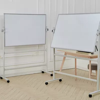 Swivel Double Side Writing Magnetic Whiteboard Free Standing On Wheel 1200x800mm • £89.95