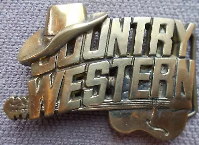 COUNTRY WESTERN BRASS BELT BUCKLE-Baron Buckles 1981 SOLID BRASS 4531 Rare One • $17.99