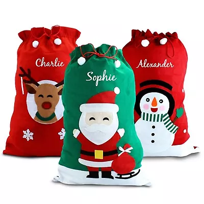 Personalised Father Christmas Reindeer Snowman Xmas Santa Sack Large Stocking • £13.99