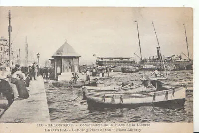 Greece Postcard - Salonica - Landing Place Of The Place Liberty - Ref 15354A • £2.50