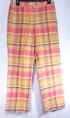 Women's Liz Golf Audra Capris Pant Size 6 Orange Plaid 3 Pockets • £13.25