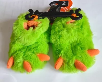 Dinosaur Monster Feet Faux Fur Slippers Toddler Sz 2 Costume Dress-Up NWT • $6