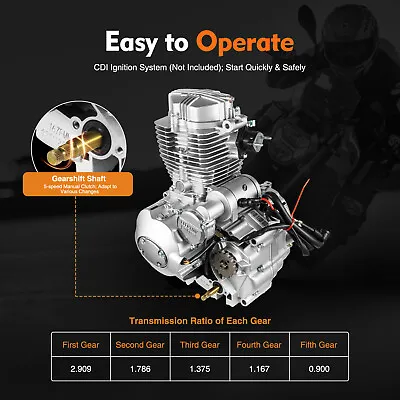 4 Stroke 250cc DIRT BIKE ATV Engine Motor W/ 5 Speed Transmission Electric Start • $360.05