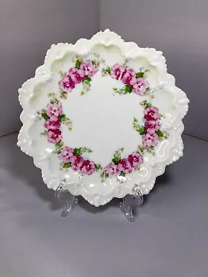 Beautiful M. Z. Austria Pink & White Porcelain Plate Floral Scalloped Edge • $9.95