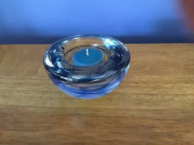  Kosta Boda Blue Swirl Art Glass Votive Tea Light   Holder By Anna Ehrner • $30