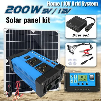 6000W Solar Panel Kit Solar Power Inverter Generator 100A Home 220V Grid System • £45.44