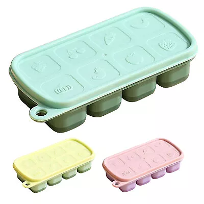 Ice Tray Spill-Resistant Silicone With 8 Cavity Stackable Freezer Maker Molds • $8.27