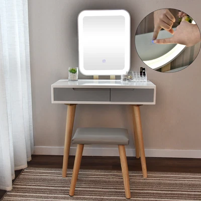 £126.50 • Buy LED Makeup Dressing Table Desk Stool 3 Lights Setting Rectangle Mirror Storage
