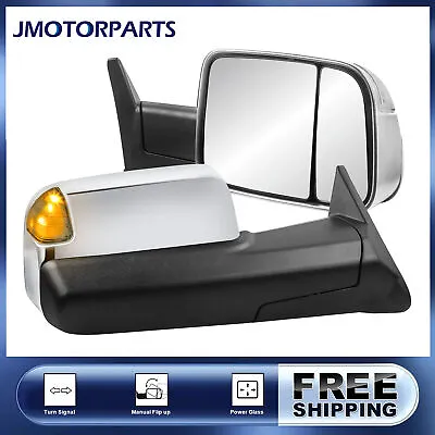 Pair Chrome Power Glass Towing Mirrors For 1994-1997 Dodge Ram 1500 2500 3500 • $135.96