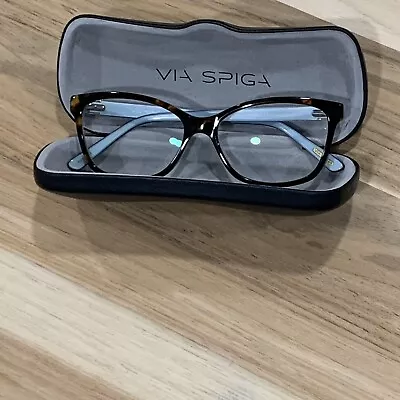 Via Spiga Paola 550 Womens Eyeglasses JUST FRAME Brown Blue 140 With Case • $36