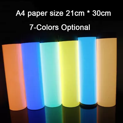 Glow In The Dark Sticker Self Adhesive Tape A4 Paper Size Sign Stickers 7-Colors • $5.42