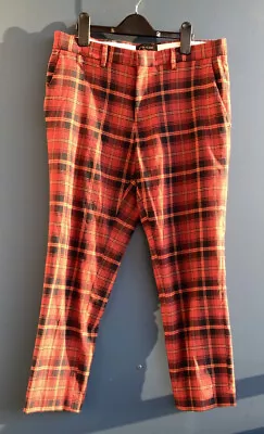 £10 • Buy River Island Ladies Red Tartan Trousers 30w 30 L