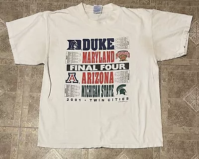 Vtg Y2K 2001 NCAA Men’s Final Four T-shirt Duke Maryland Arizona Michigan St L • $25