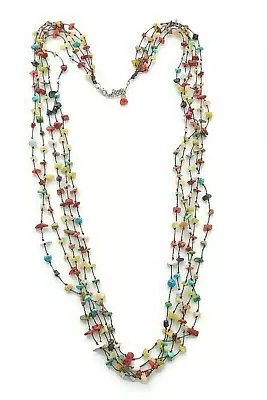 Lovely Long Multi Strand Multi Colored Stone Chip Necklace • $10