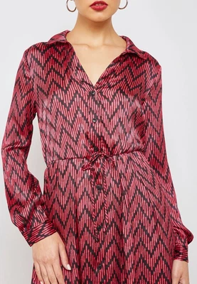 $35 • Buy MANGO Pink And Black Zigzag Long Sleeve Dress Size XL