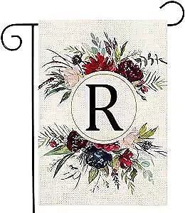 Monogram Letter Garden Flags Summer Garden Flag 12x18 Double Sided Floral R • $18.21