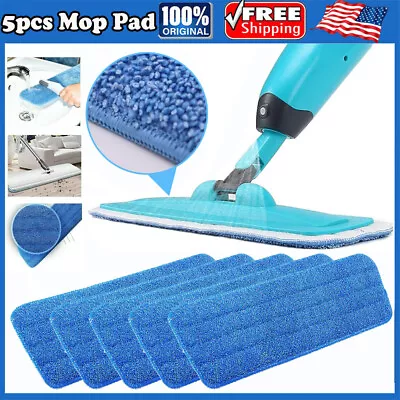 5X Washable Microfiber Mop Floor Cleaning Pads Blue Replacement For 15  Flat Mop • $10.59