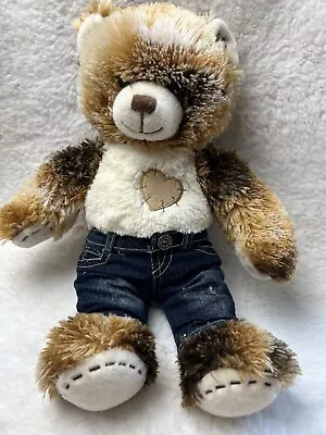 Build A Bear Champ Calico Teddy Heart Patch Stitched W/Jeans 16”Plush I Love You • $10.18