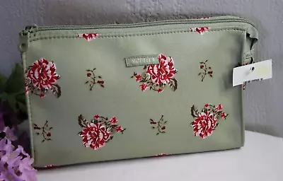 Modella Floral Cosmetic Makeup BAG ONLY NWT Sage Green Red Flowers New NWT • $11.99