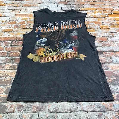 (F3) Lyric Nation Free Bird Southern Rock Acid Wash Tank Top Muscle Shirt Mens S • $7.79