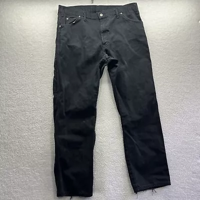 Dickies Jeans Mens 38x32 Black Workwear Distressed Very Worn Carpenter Thrashed • $18.88