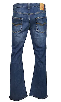 Men's LCJ Denim Flare Stretch Indie Jeans 70s Acid Bell Bottoms LC16 All Sizes • £29.95