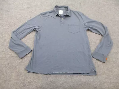 J Crew Polo Shirt Mens Large Blue Long Sleeve Pocket Adult Casual • $19.96