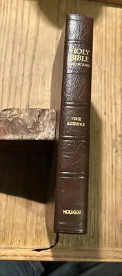 Holy Bible KJV Holman Verse Reference Jewel Edition - Brown Calfskin Leather • £19.75