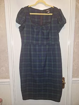 Collectif Mimi Blackwatch Checkered/tartan/plaid Pencil Dress Size 22 VGC • £15