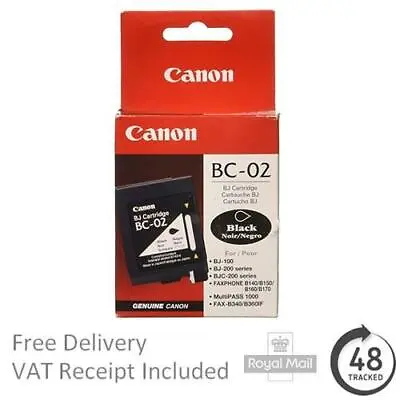 Genuine Canon BC-02 Black Ink Cartridge 0881A002 • £7.95