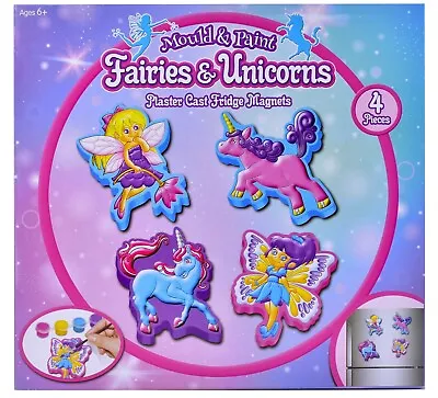 Fairies & Unicorn Mould And Paint Make Your Own Fridge Magnet For Kids Art Craft • £6.99