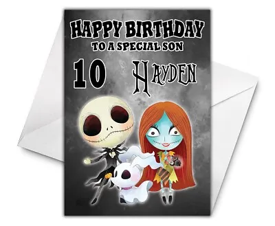 NIGHTMARE BEFORE CHRISTMAS Personalised Birthday Card - Jack Skellington Card • £2.99