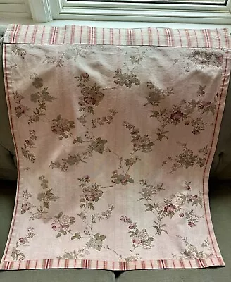 Vintage Pink Floral Roses Striped Drapery Panels (2) Approx 30”X 35.5” • $28.50