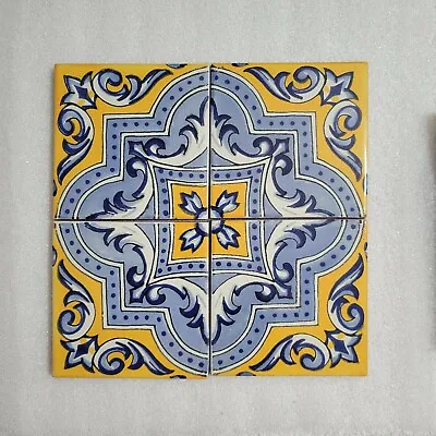 Glossy  Royal Crest Blue  Mexican Talavera Ceramic Tiles 8.5x8.5 • $10