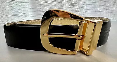 MICHAEL KORS Black Leather Gold Buckle Belt Size M • $24.99