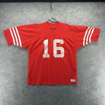 VTG Sand Knit Jersey Mens XL Red White Football #16 MacGregor Nylon USA 80s 90s • $49.99